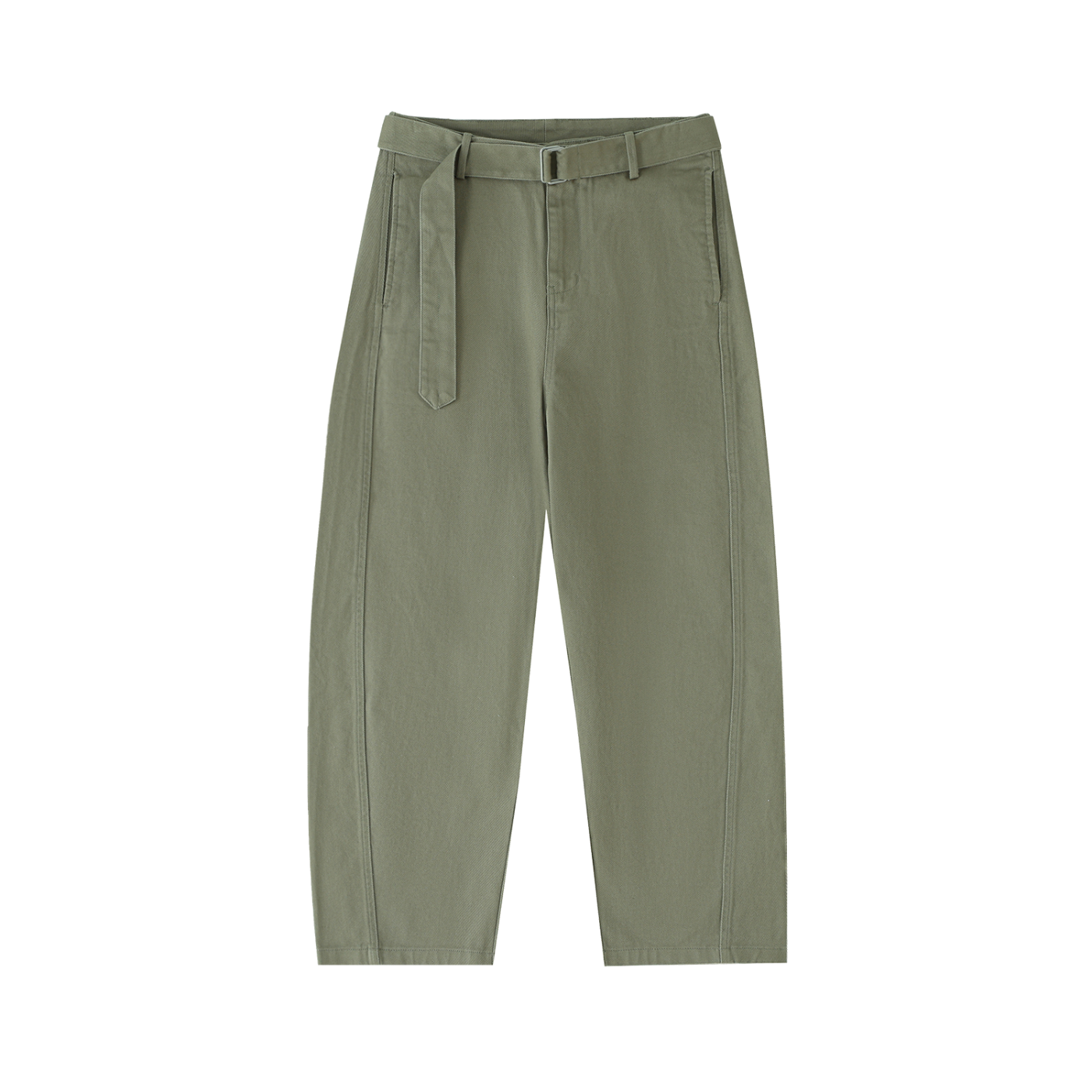 Blank Twisted-Seam Belted Curved-Blade Pants