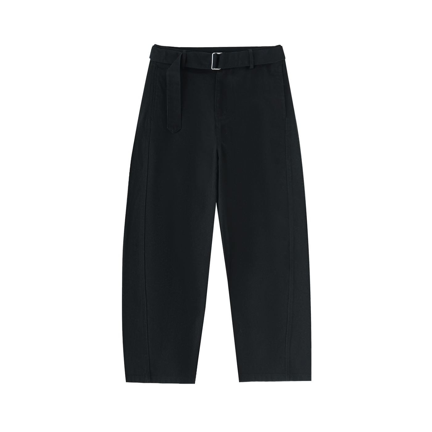 Blank Twisted-Seam Belted Curved-Blade Pants