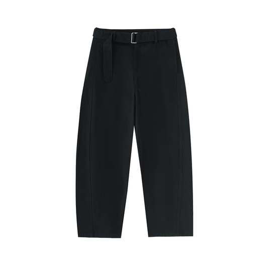 Blank Twisted-Seam Belted Curved-Blade Pants