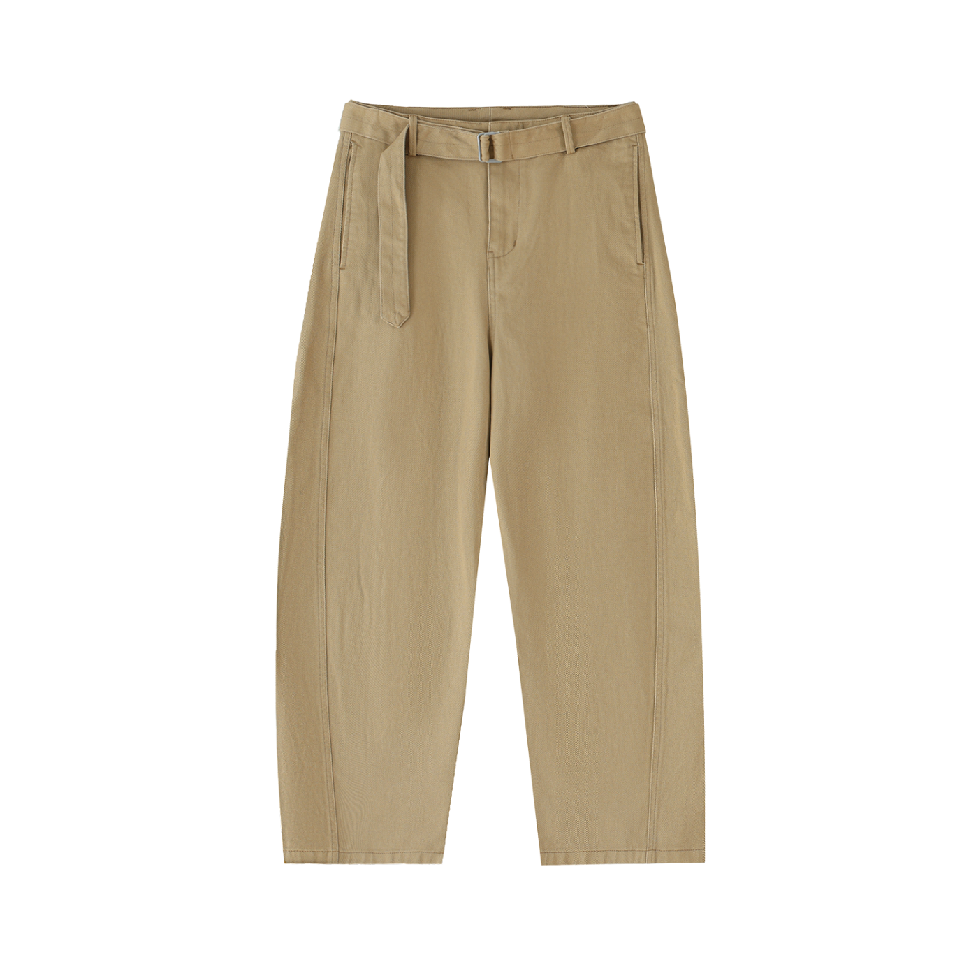 Blank Twisted-Seam Belted Curved-Blade Pants