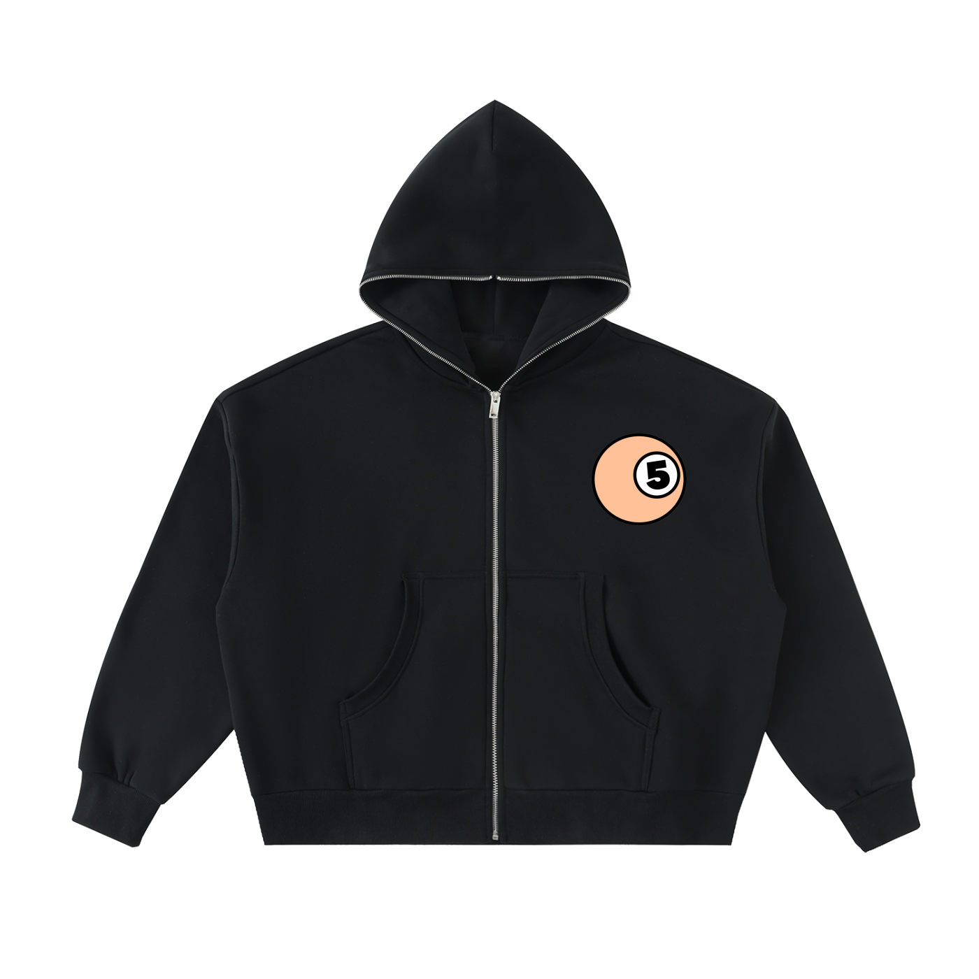 Fleeced Full-Zip Boxy Hoodie