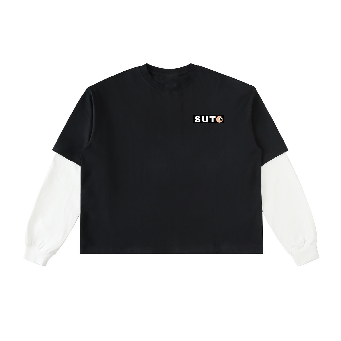 Layered Contrast Sleeve Cotton T-Shirt