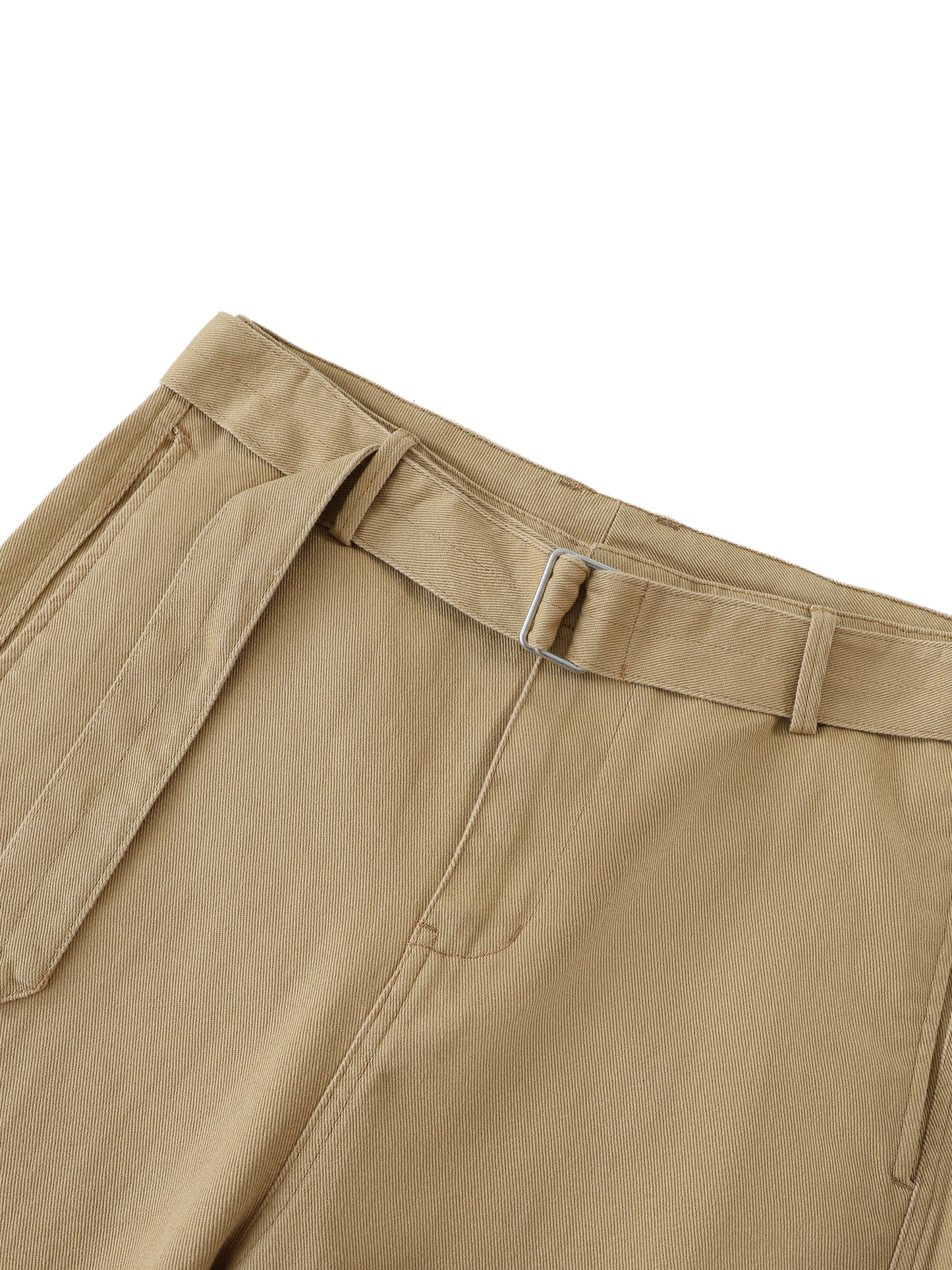 Blank Twisted-Seam Belted Curved-Blade Pants